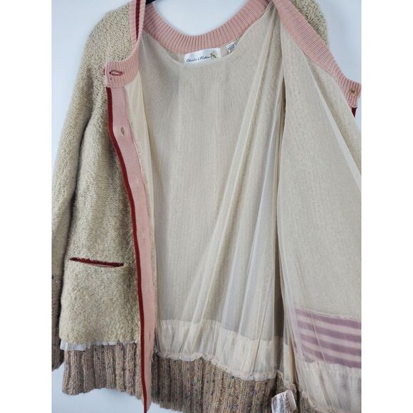 Charlie & Robin Anthropologie Sweater Medium Womens Long Sleeve Button Front Bei - Picture 4 of 9